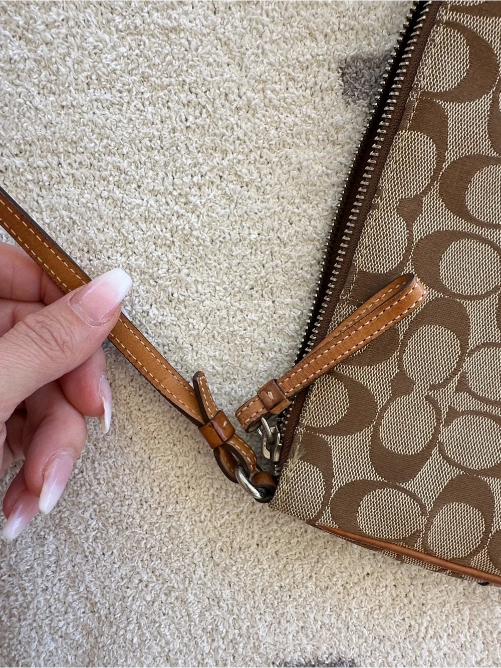 Coach Brown Signature Canvas Crossbody with Tan Leather Trim 2005 Y2K